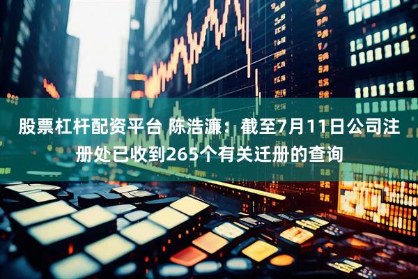 股票杠杆配资平台 陈浩濂：截至7月11日公司注册处已收到265个有关迁册的查询